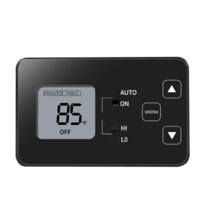 RV Thermostat Compatible with Coleman 7330 * 335*, 7330 * 385*, 7330 * 336* Series, Camper Thermostat with LCD Display, 12V DC, 55?-90? Adjustable, Ideal for Heat Pumps, AC & Fan Systems