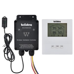 Wireless & Portable RF Remote Control Kit with Exclusive Temp/RH Detection and Large Display Screen, Compatible with Quiet Cool Whole House Fan and All 1 2 3 Speed Exhaust Fans, black, MK-106