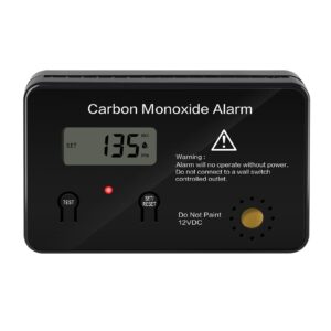 Marine Carbon Monoxide Detector with Adjustable Alarm Threshold, LED Indicator Light, LCD Display, 100dB Audible Alarm, and 12V 3A NC Relay for Boats, RVs, and Humid Environments, HMCOA-01