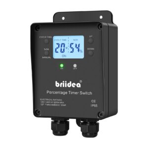 Percentage Timer Switch, Intelligent Digtal Display with White Backlighting, S/M/H Selectable Time Unit, Customizable Cycle Time Set Value, 20A Load /2 HP Motor, 120/240 VAC Input